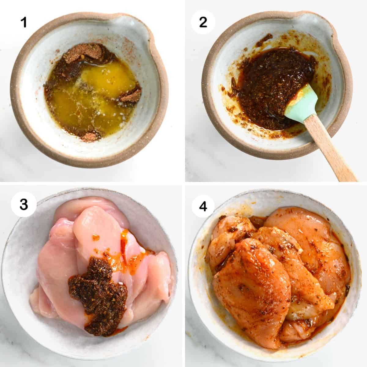 Steps for marinating chicken with spices