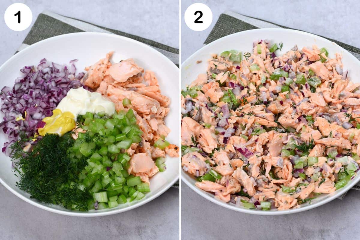 Steps for assembling salmon salad