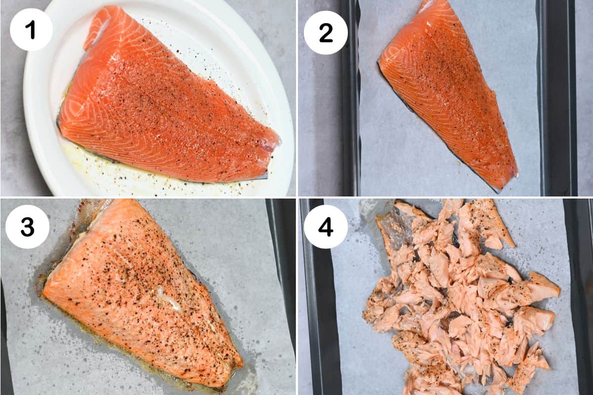 Steps for seasoning and baking salmon filet