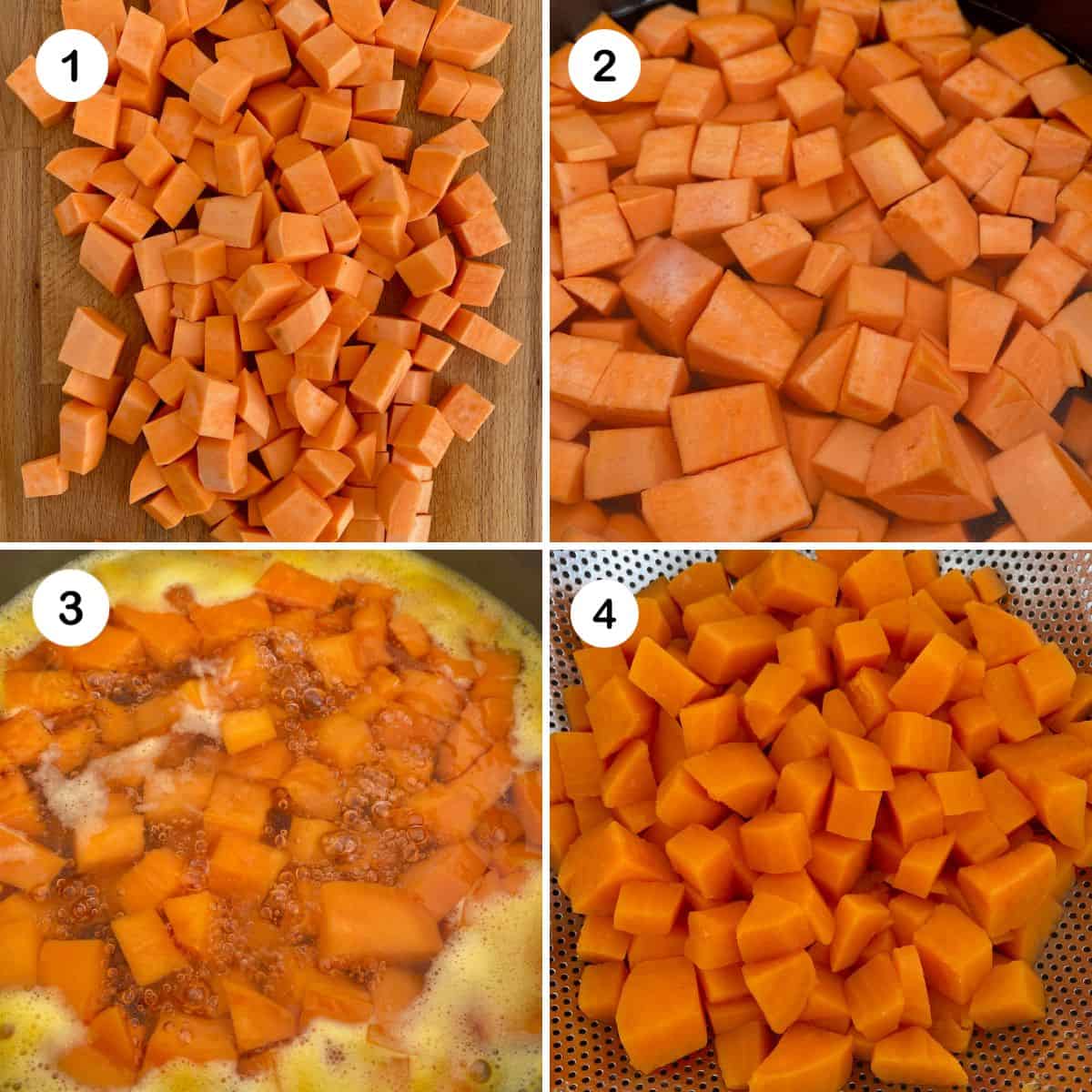 Steps for cooking sweet potatoes