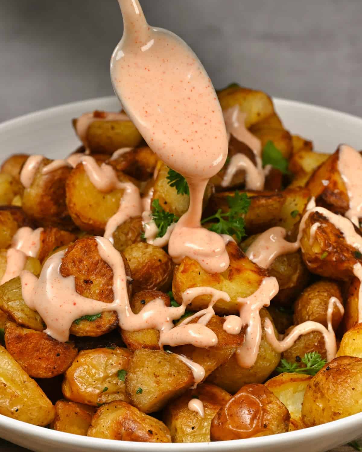 Serving potatoes with Yum Yum sauce