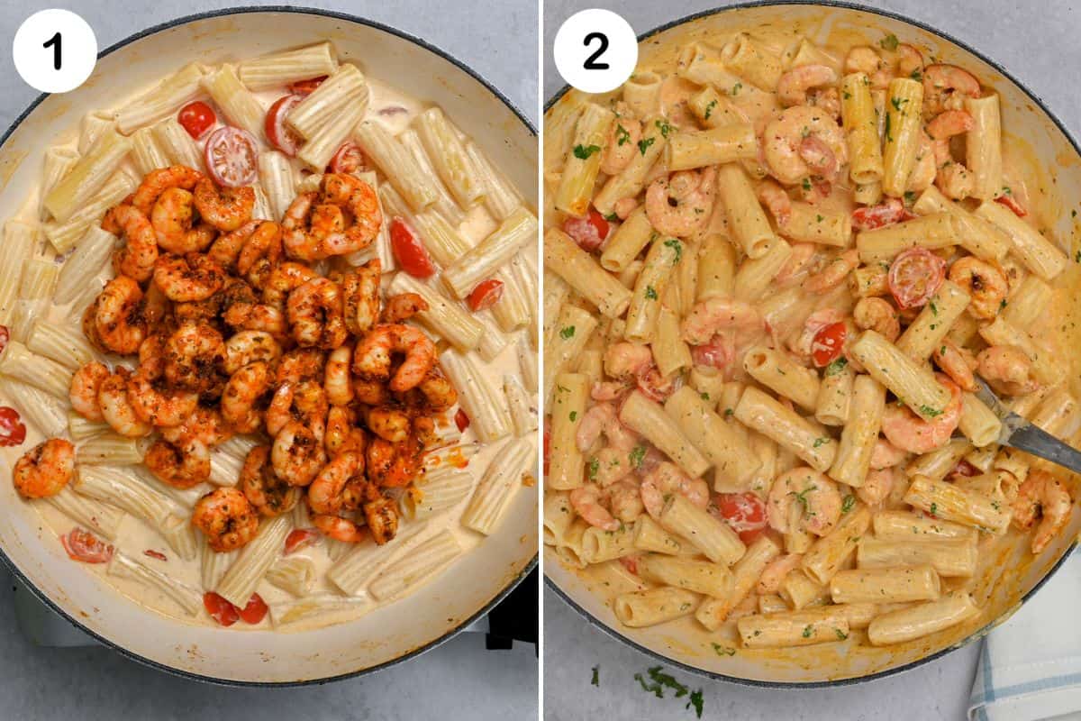 combine and serve cajun shrimp pasta
