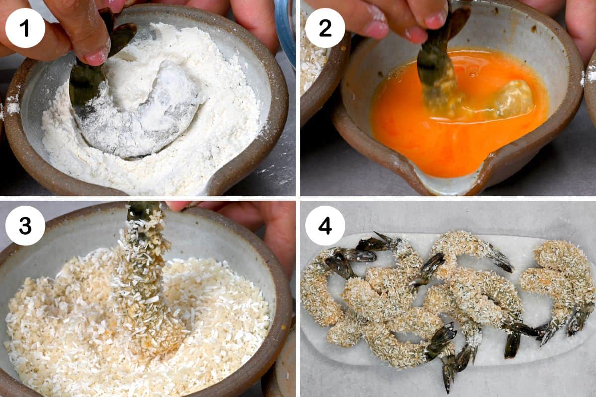 steps for coating coconut shrimp