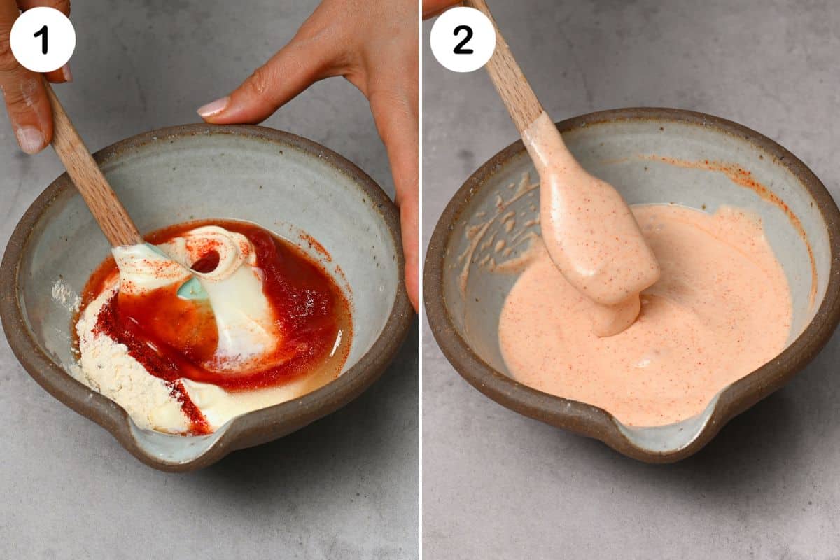 steps for mixing yum yum sauce