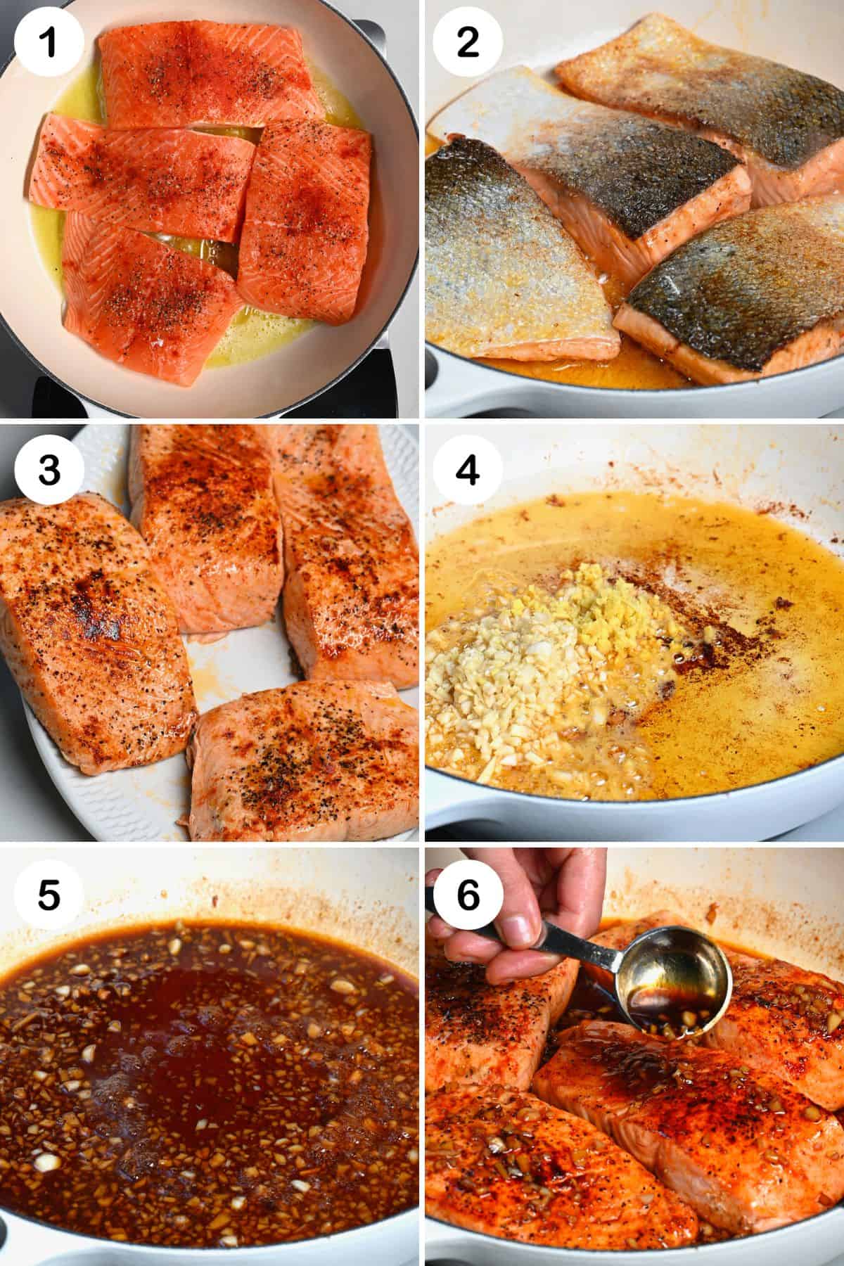 steps for pan sear honey glazed salmon