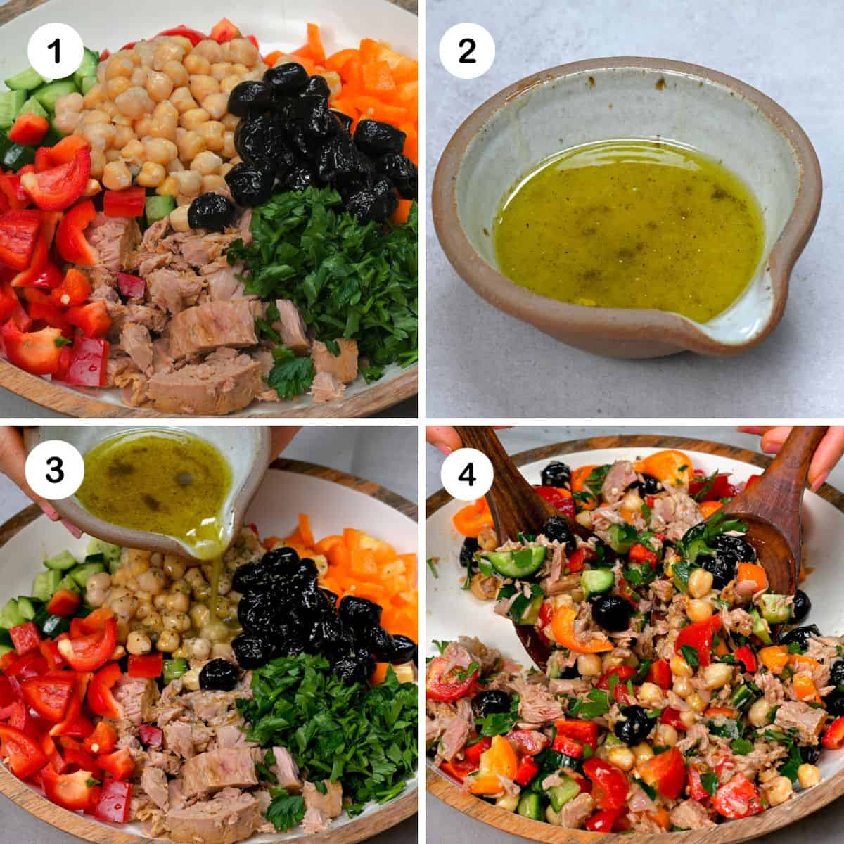steps for preparing mediterranean Tuna salad