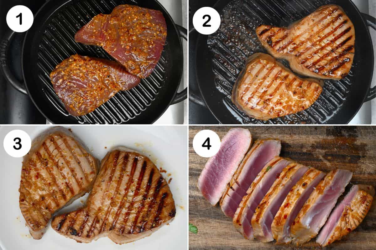 steps for searing and slicing tuna steak (1)