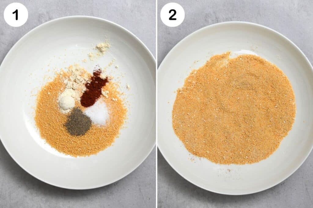 Mixing spices for breading fish