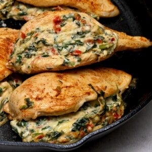 Chicken breasts stuffed with cheese and spinach