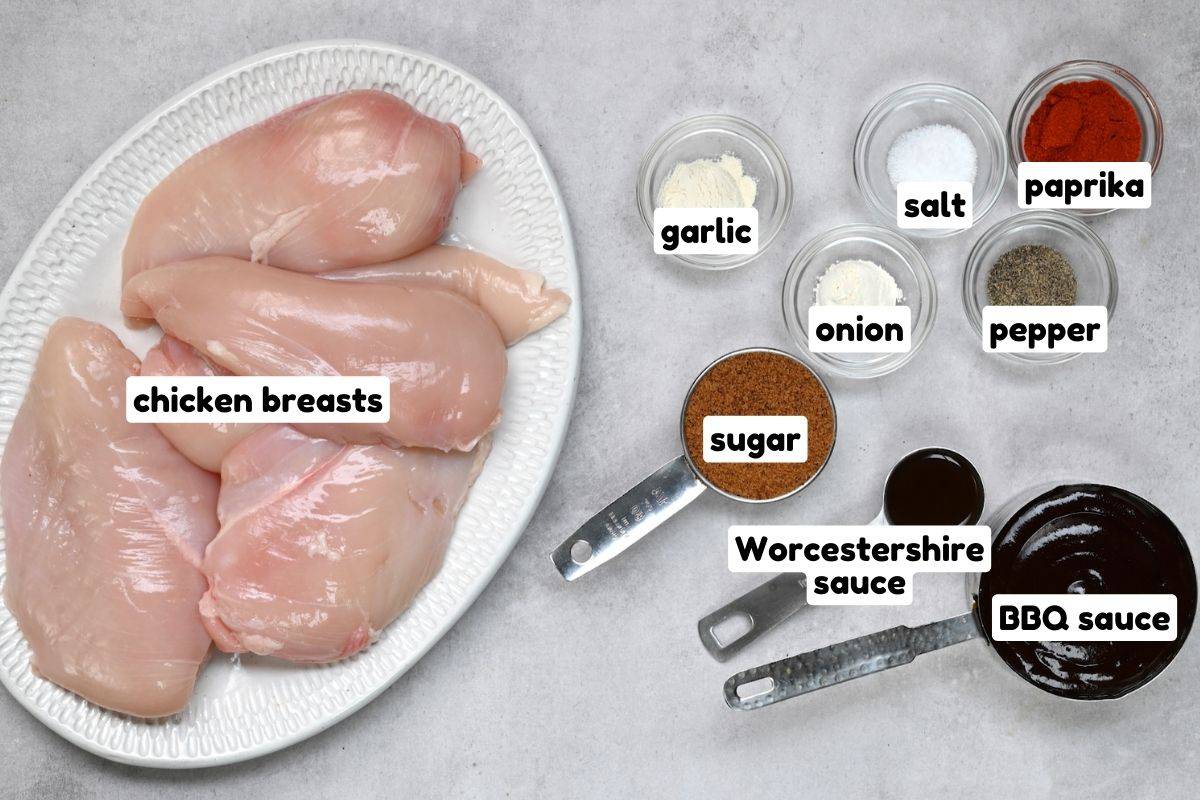 Ingredients for crock pot BBQ chicken