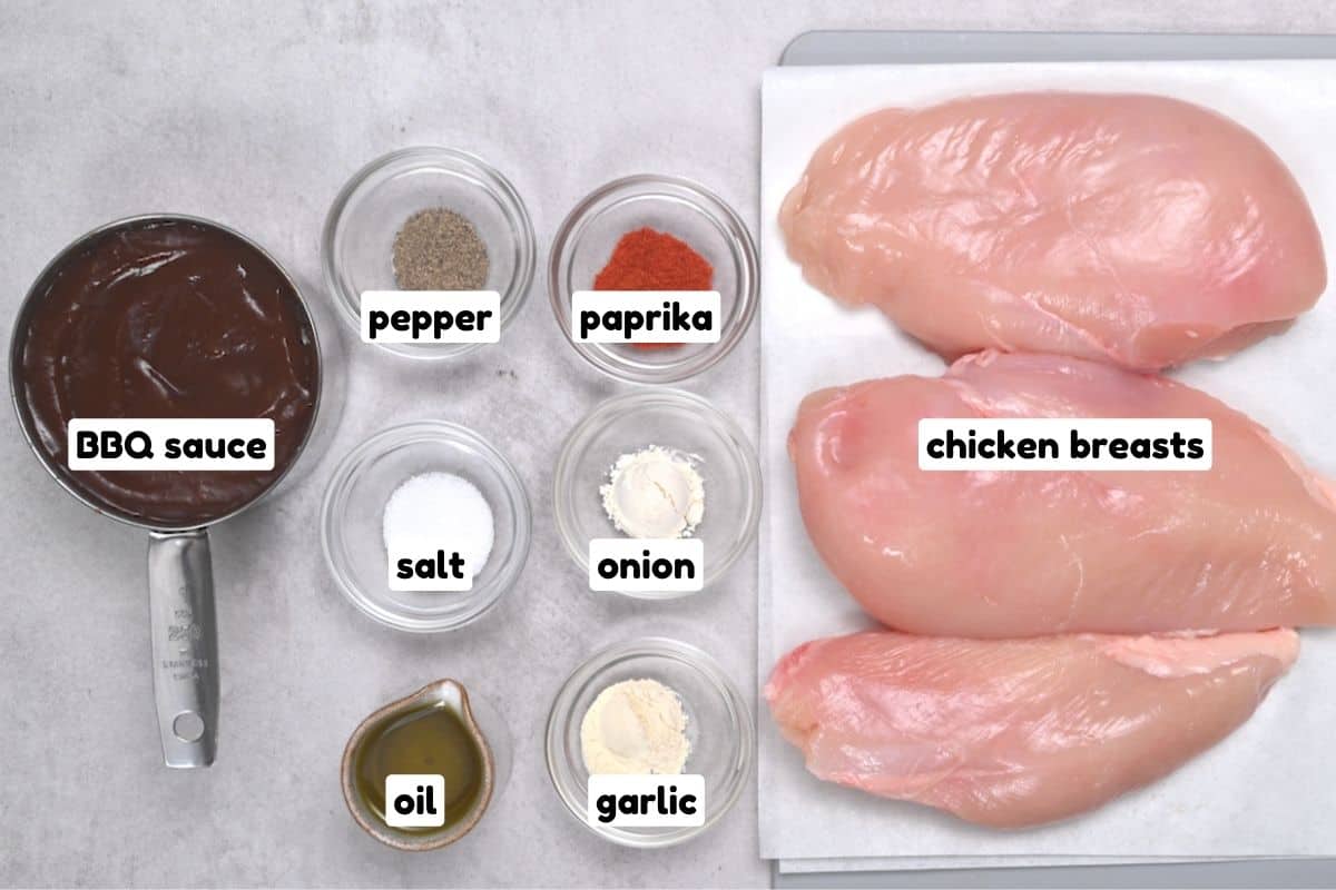 Ingredients for baked BBQ chicken breasts
