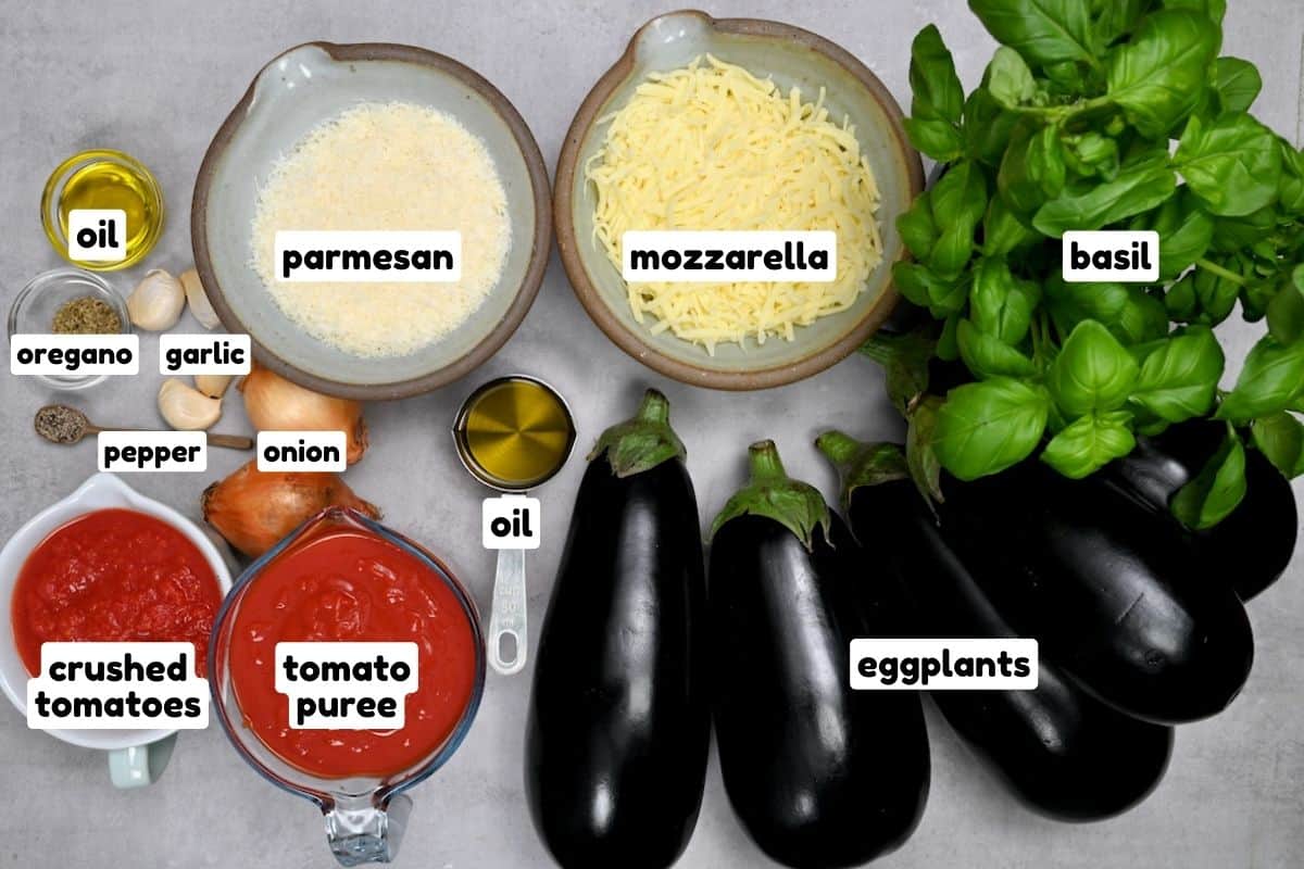 Ingredients for eggplant parmesan