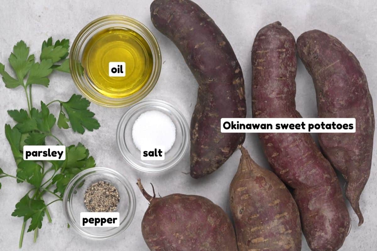 Ingredients for baked Okinawan sweet potatoes