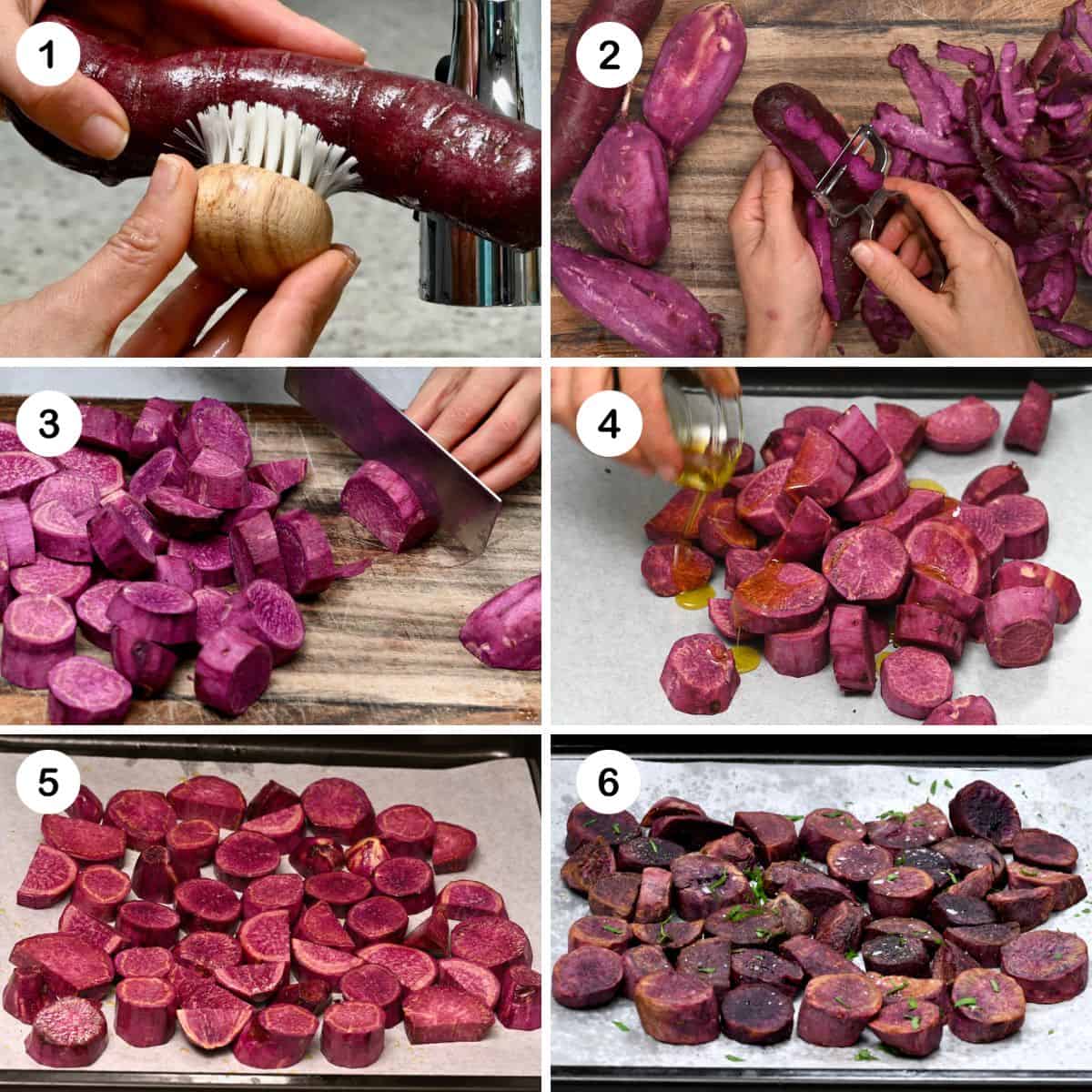 Steps for roasting Okinawan sweet potatoes
