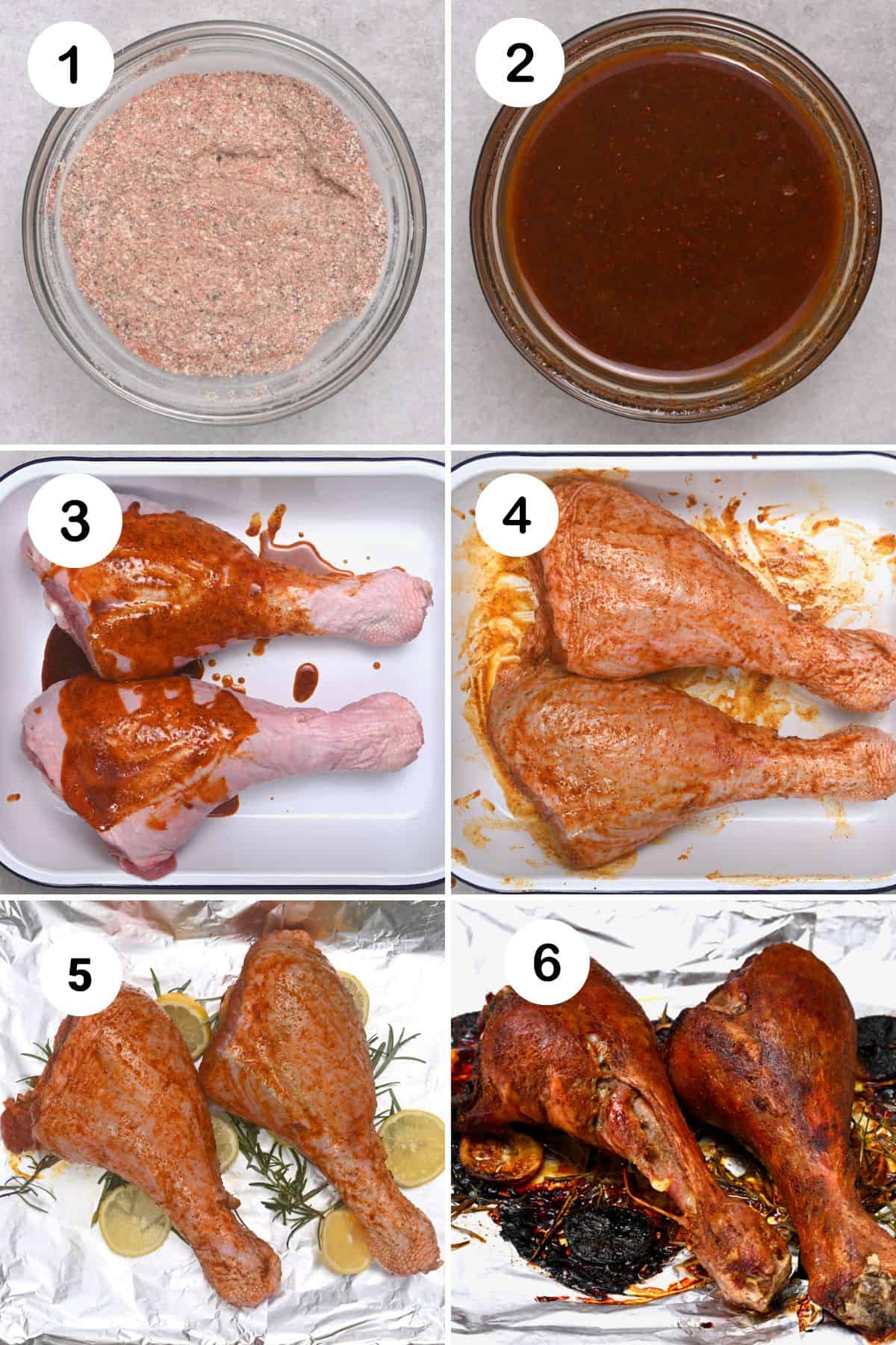 Steps for preparing turkey legs for baking