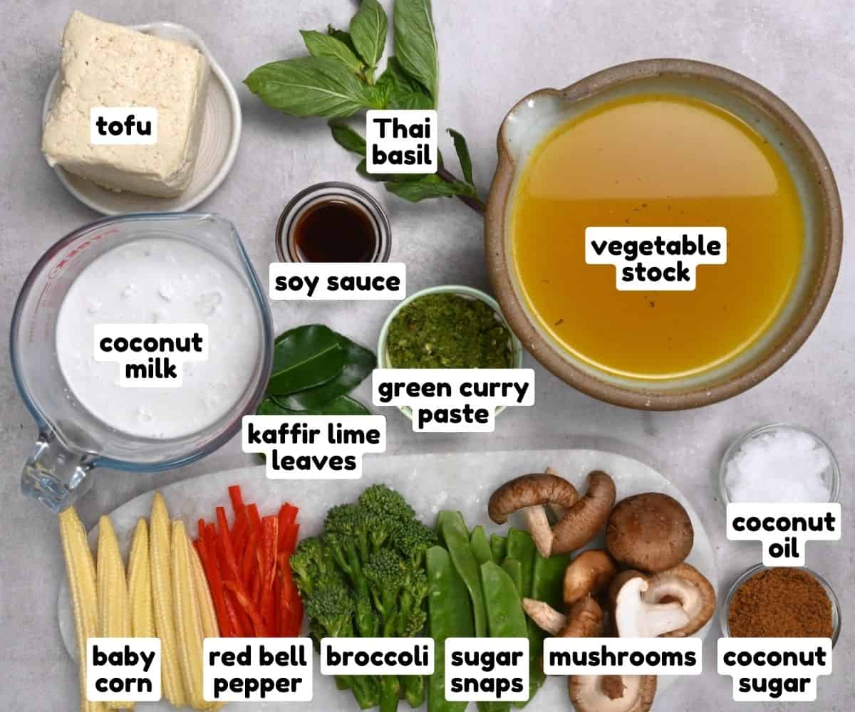Ingredients for vegan Thai green curry