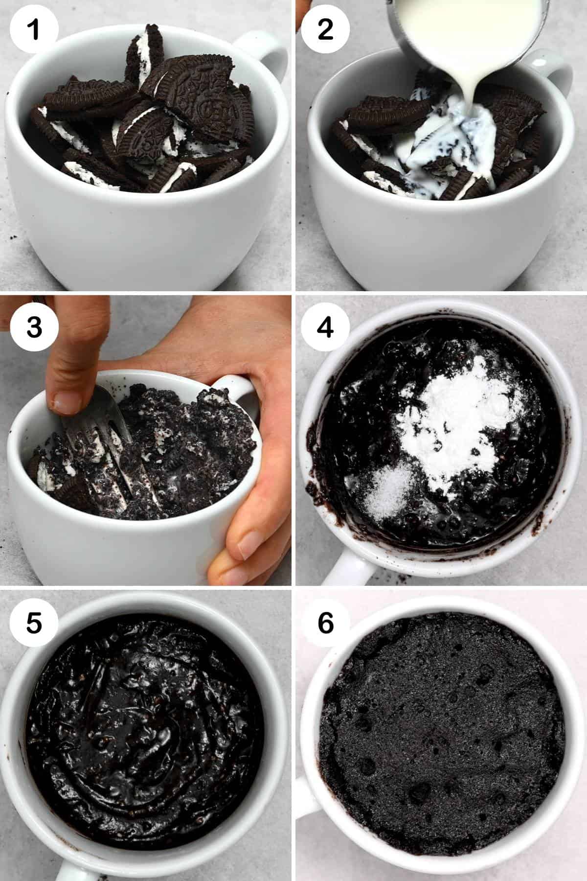 steps for making oreo mug cake