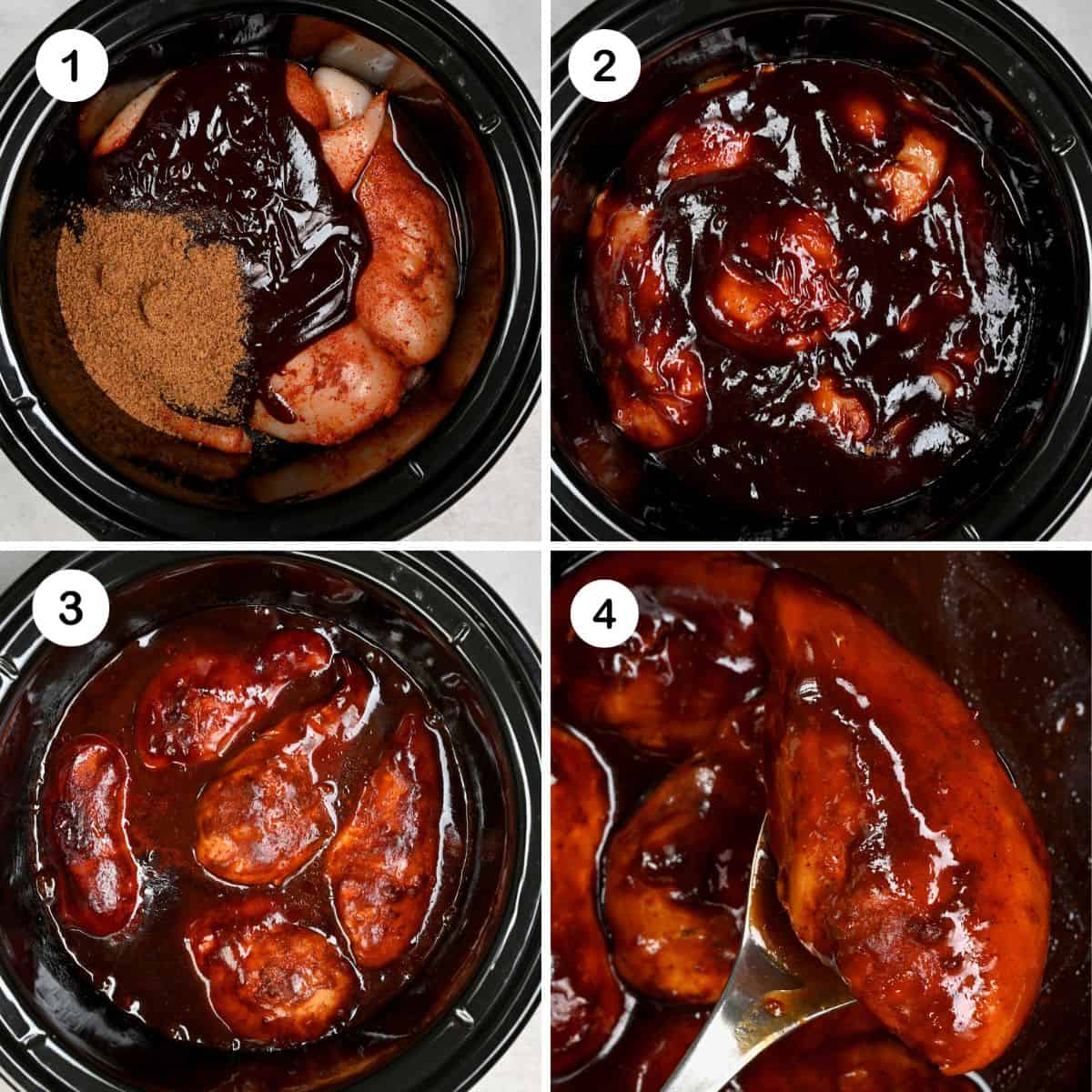 steps to cook the crockpot bbq chicken