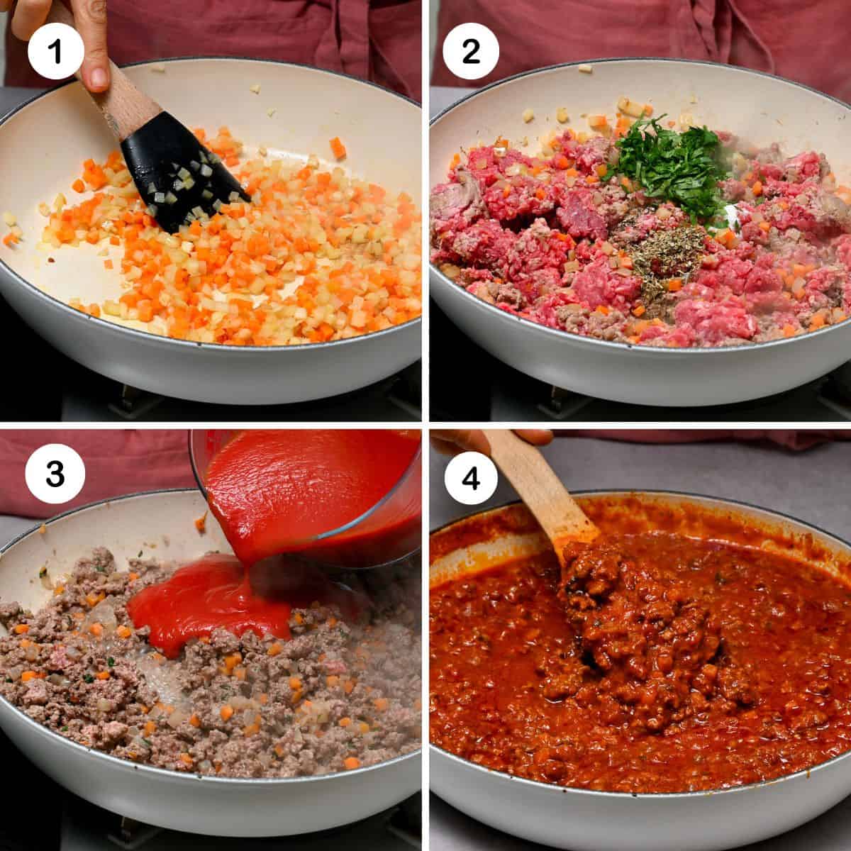 steps to prepare the lasagna meat sauce