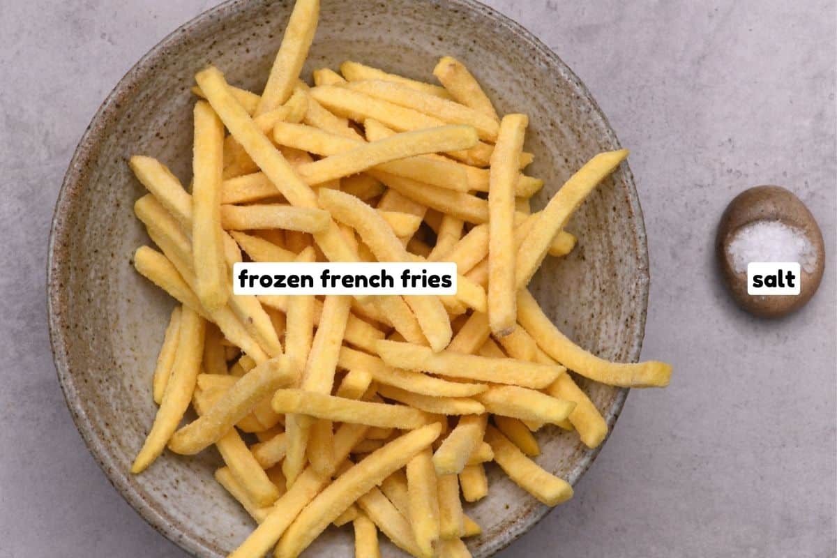 Frozen french fries and salt