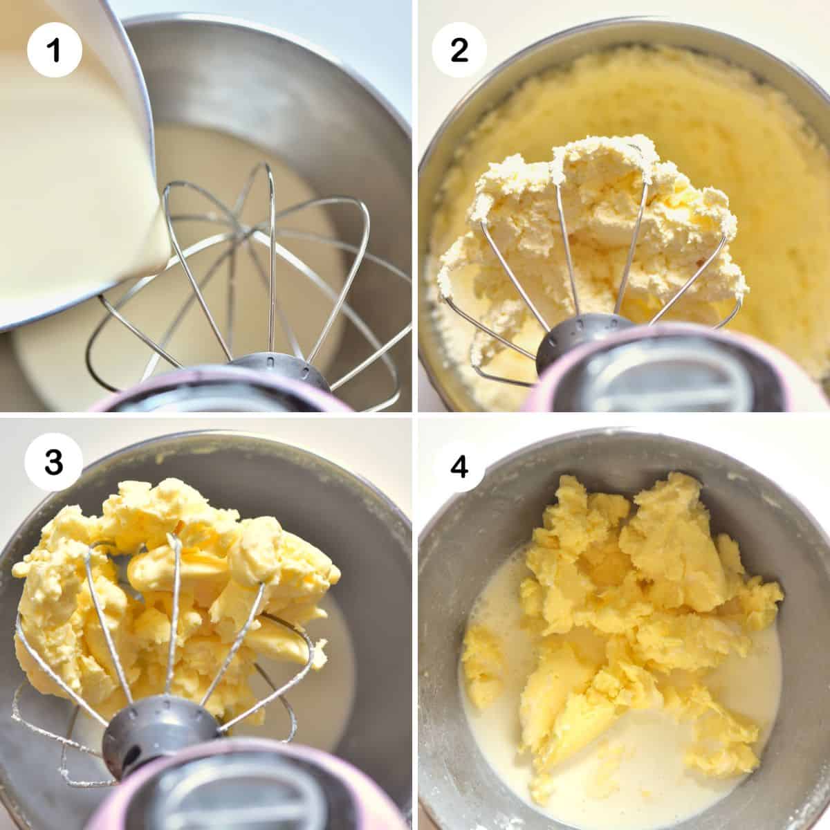 Steps for making butter in a stand mixer