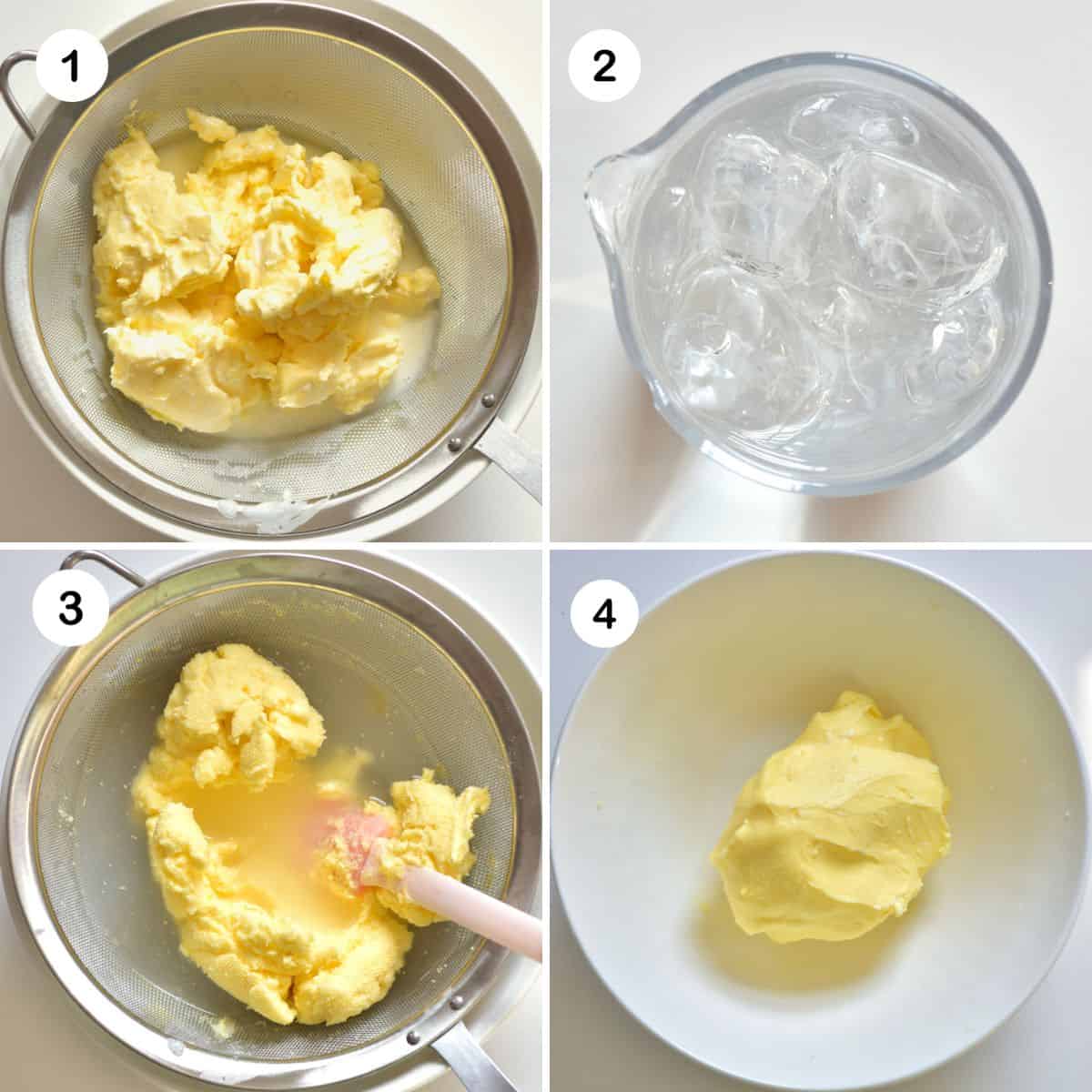 Steps for removing buttermilk from homemade butter
