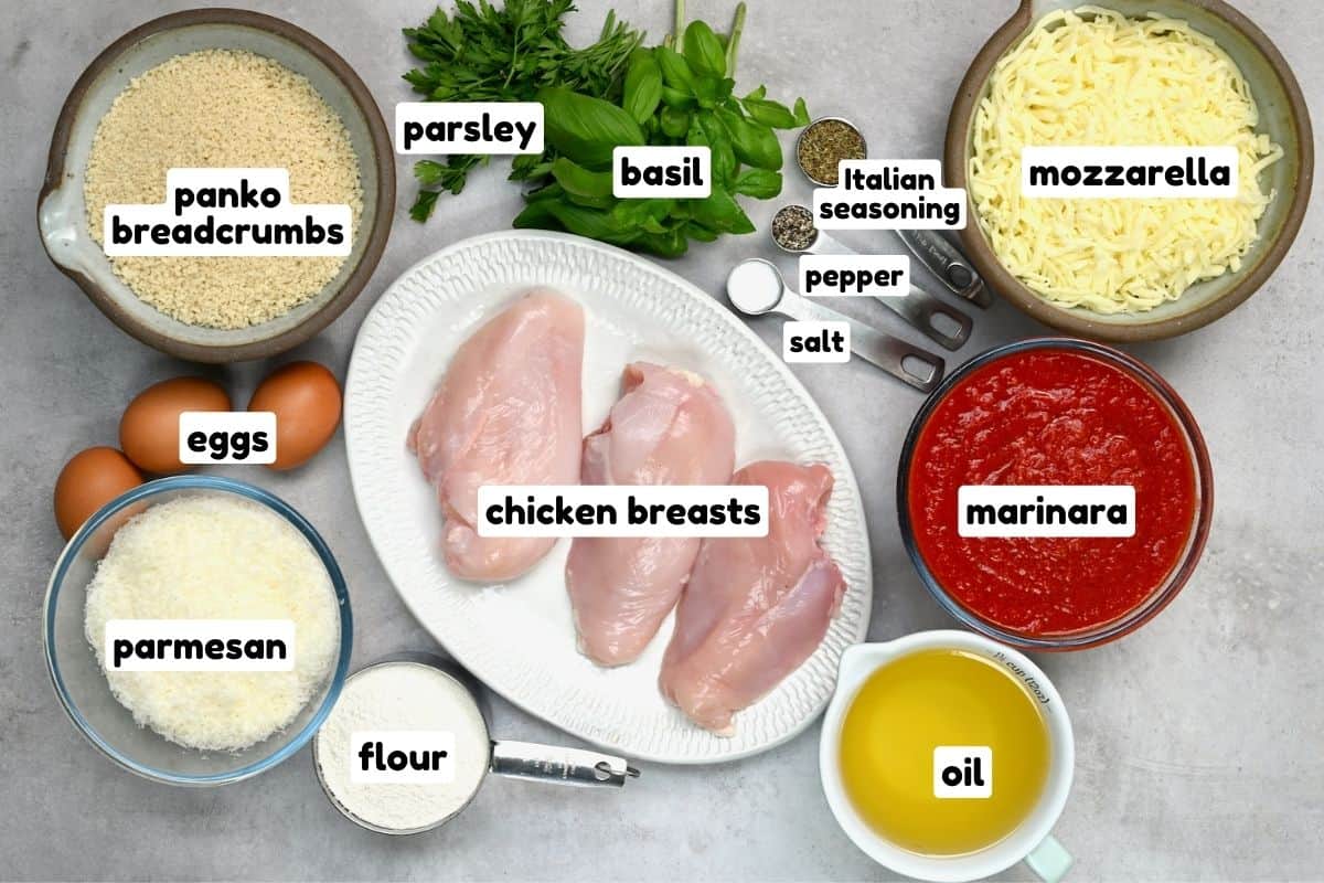Ingredients for chicken parmean