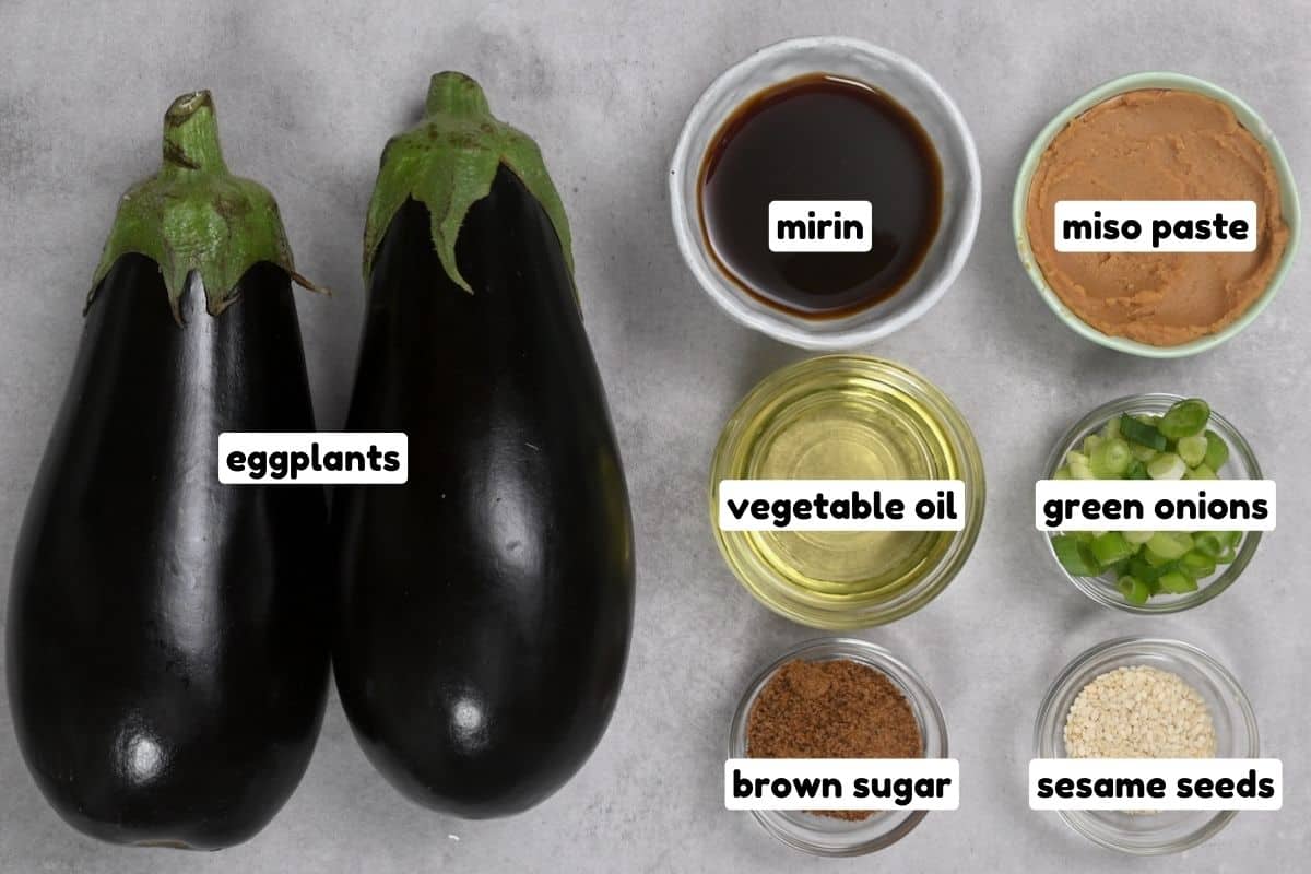 Ingredients for miso glazed eggplants
