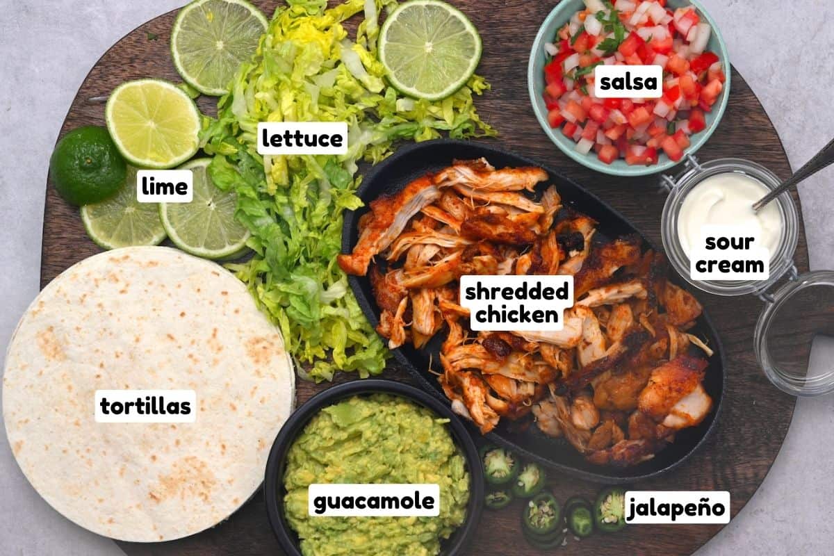 Toppings for shredded chicken tacos