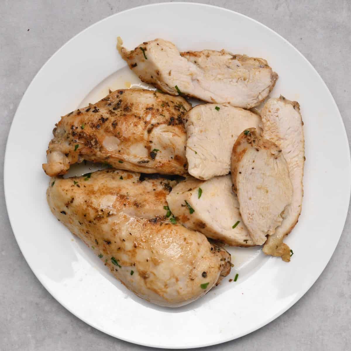 Cooked chicken cut into slices