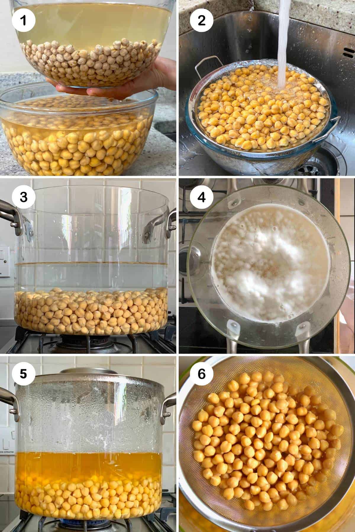 Steps for how to soak, and cook chickpeas