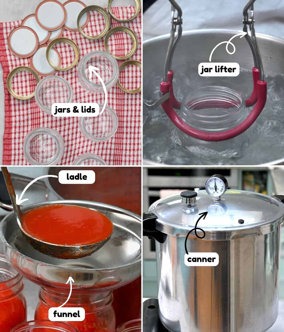Tools needed for canning tomato juice