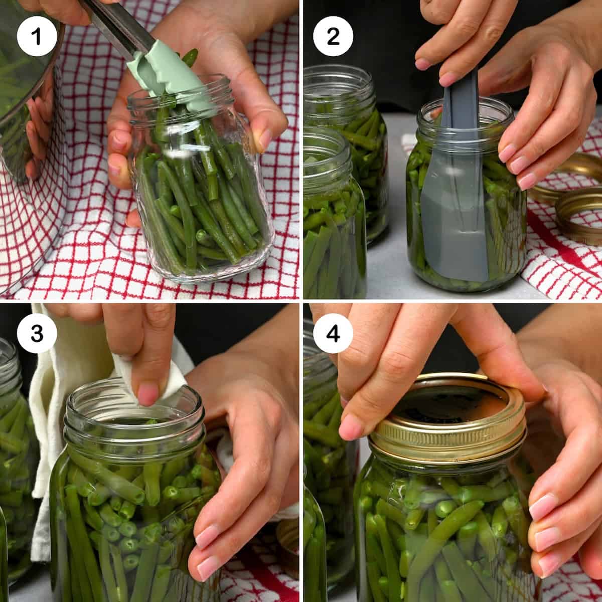 Steps for filling jars for canning