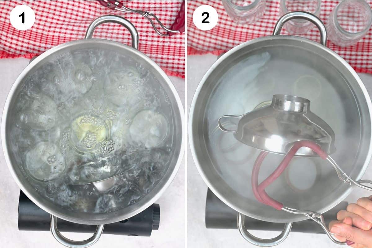 Steps for sterilizing canning equipment