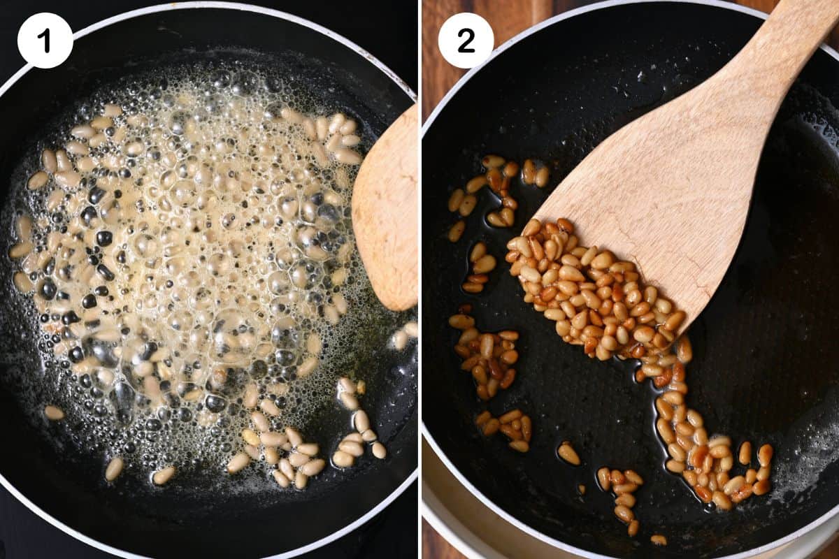 Steps for toasting pinenuts