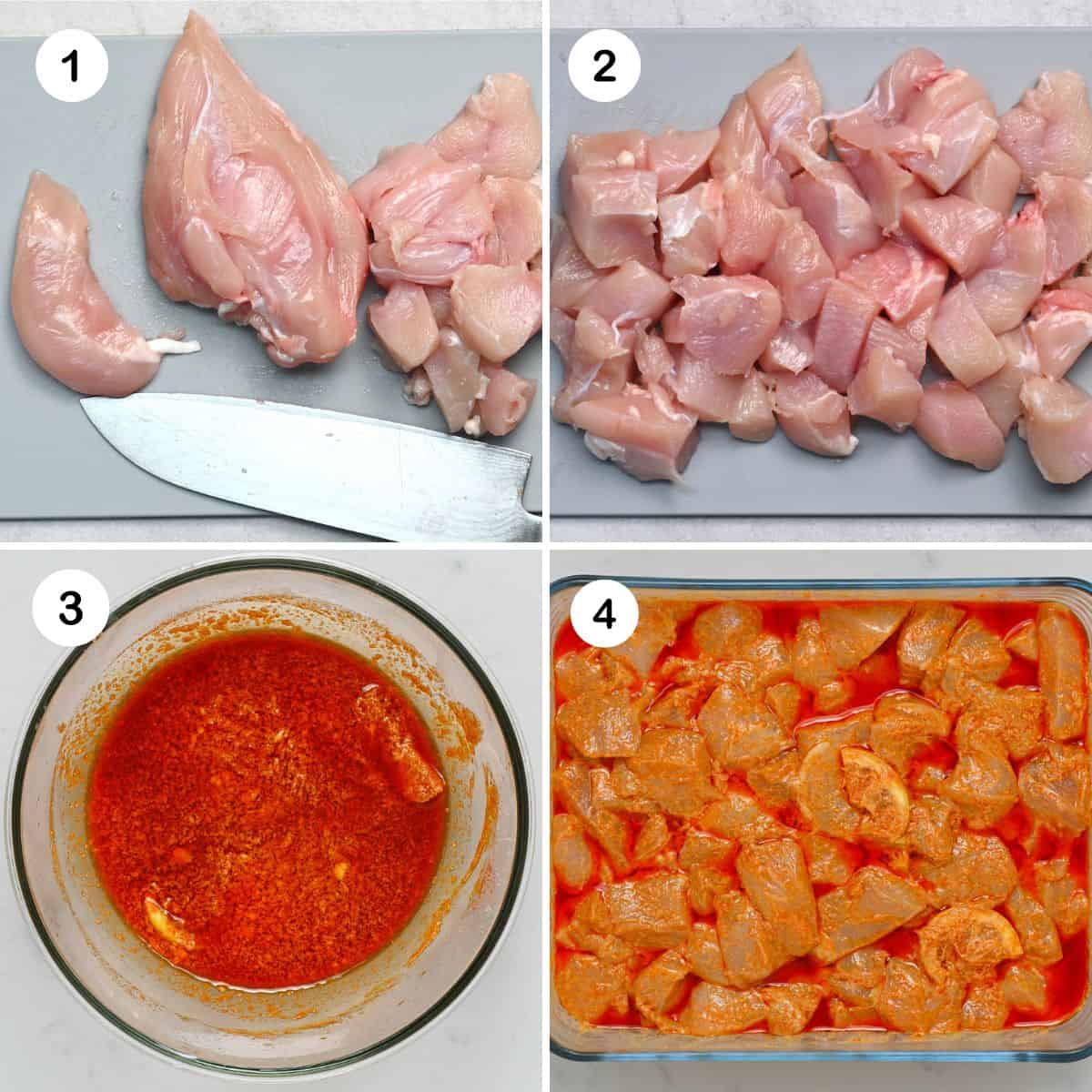 Cutting and marinating chicken breasts