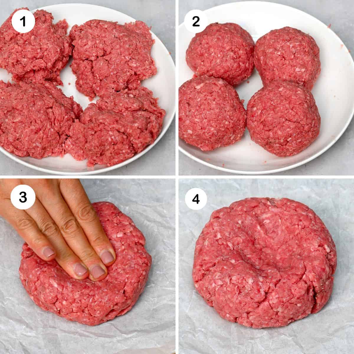 Steps for shaping burger patties