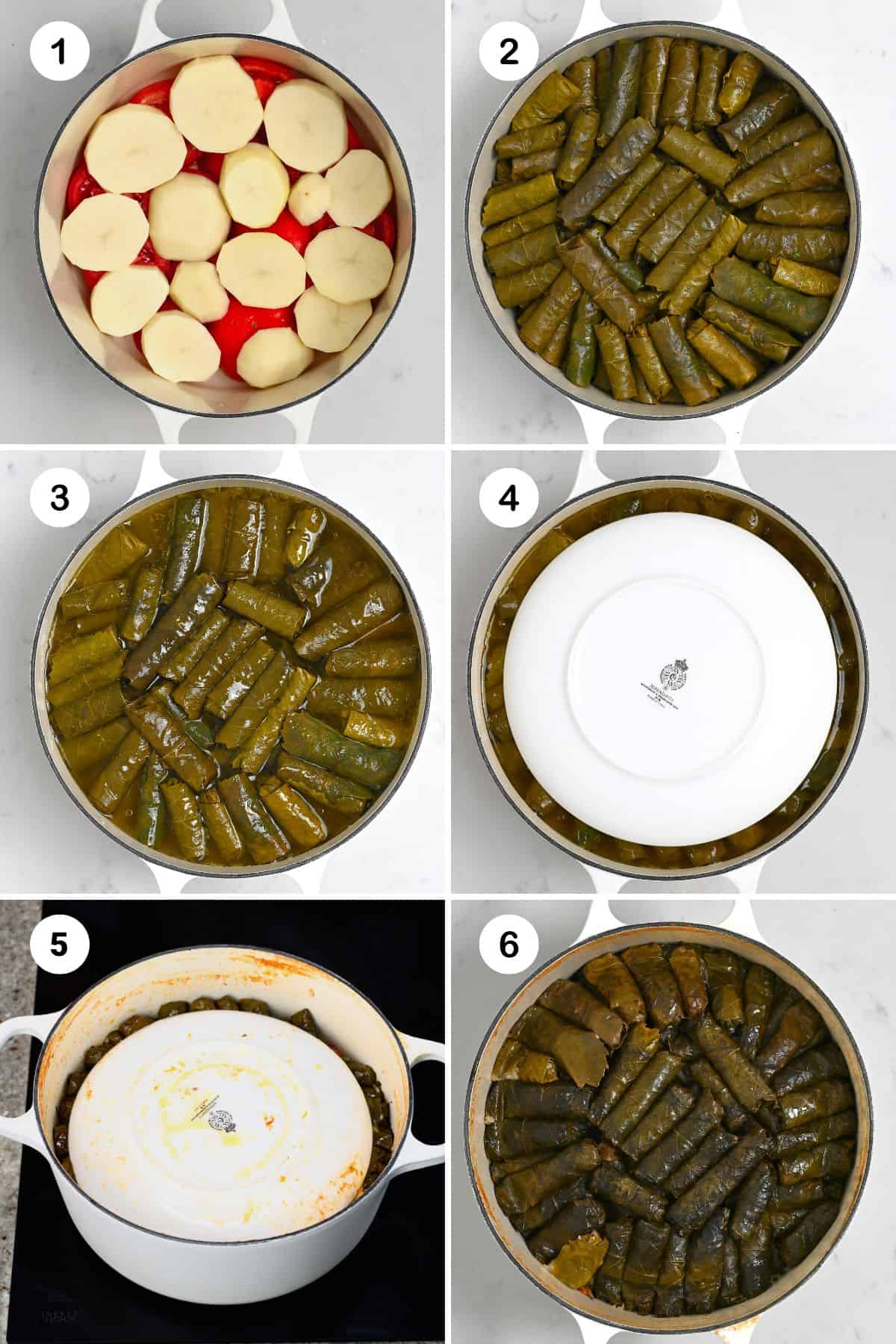 Steps for cooking stuffed grape leaves