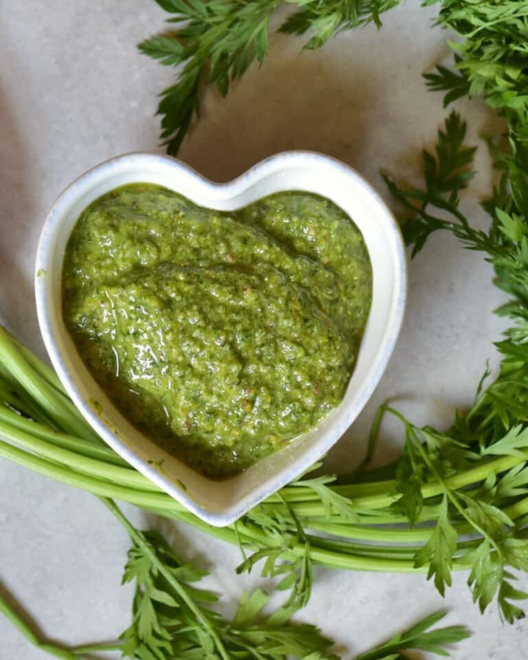 Carrot top pesto recipe alphafoodie