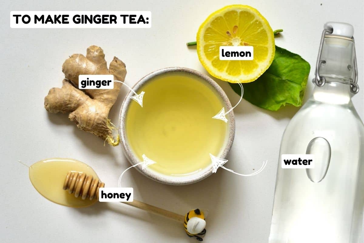 Ingredients for fresh ginger tea
