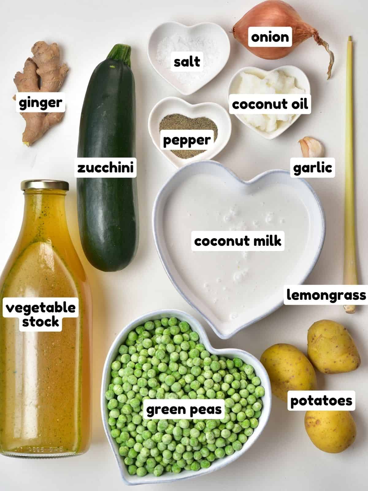 Ingredients for green pea soup