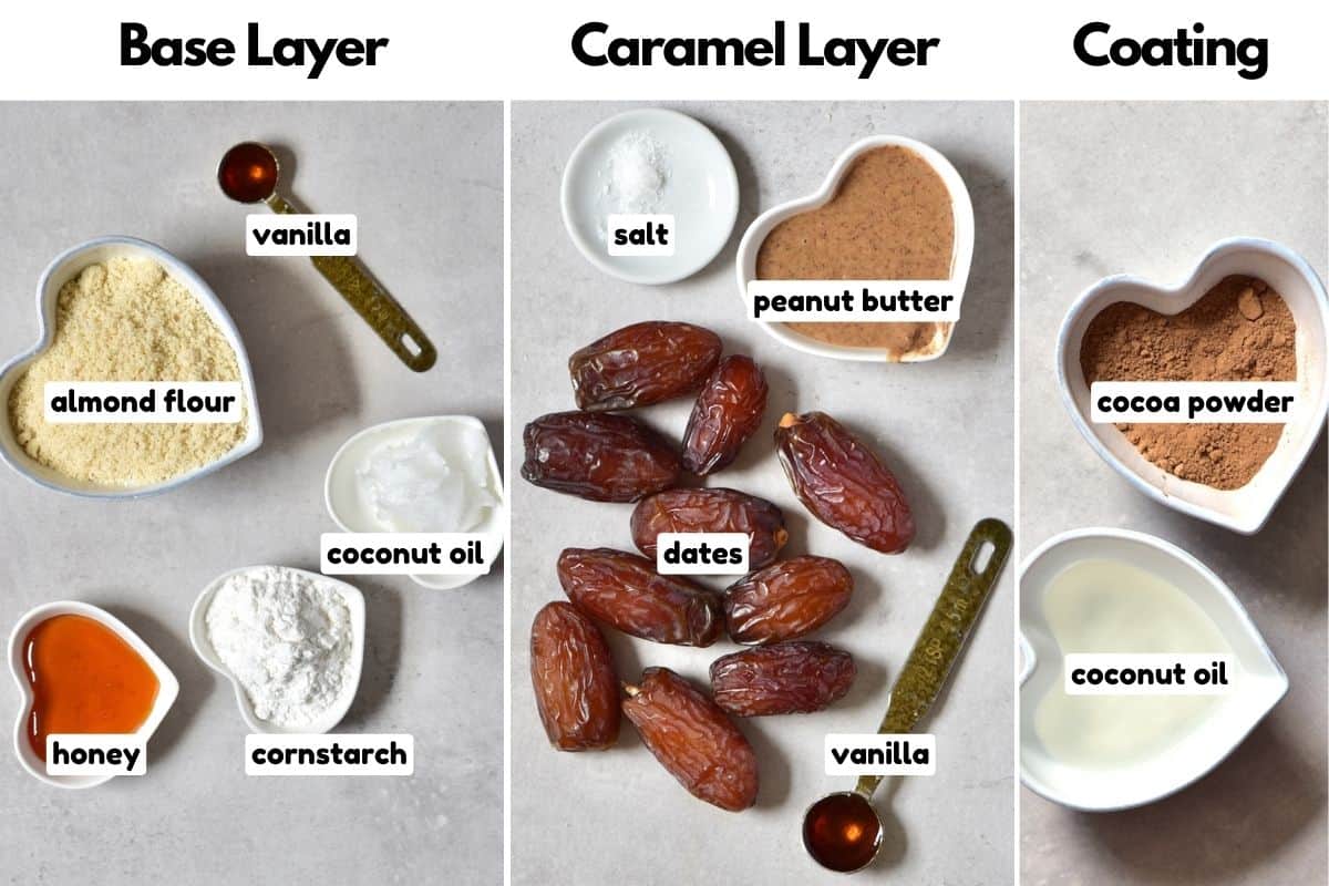 Ingredients for homemade twix bars