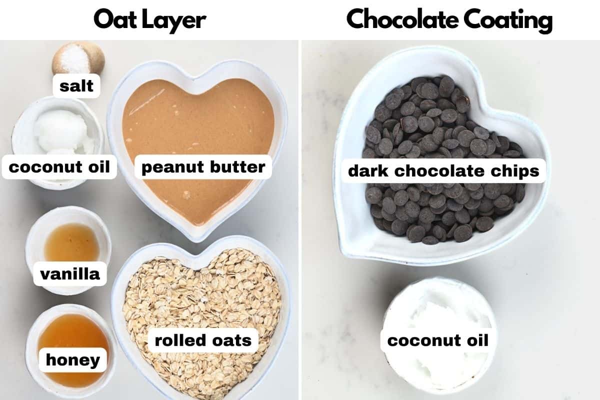 Ingredients for peanut butter chocolate bars