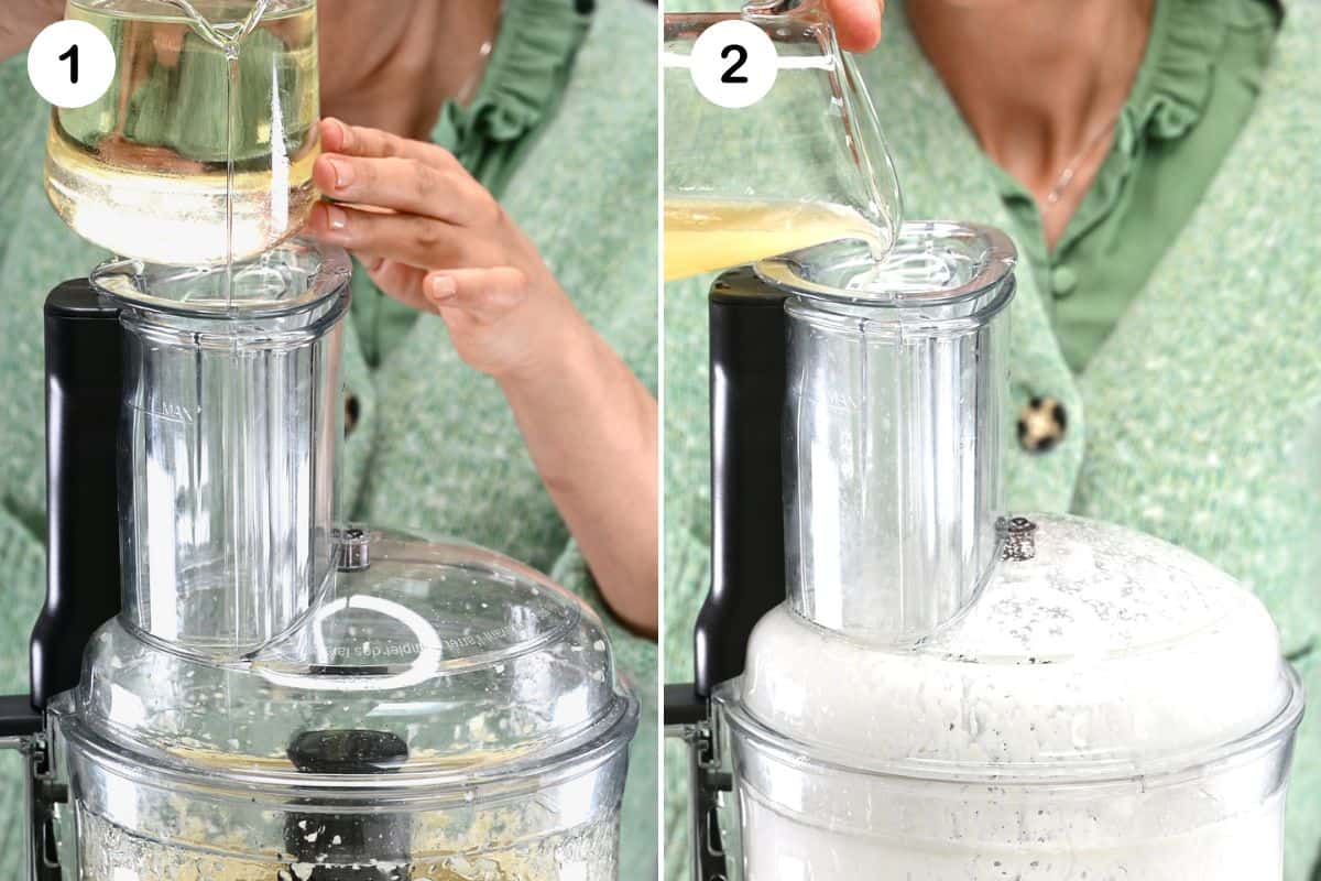 Steps for adding oil and lemon juice