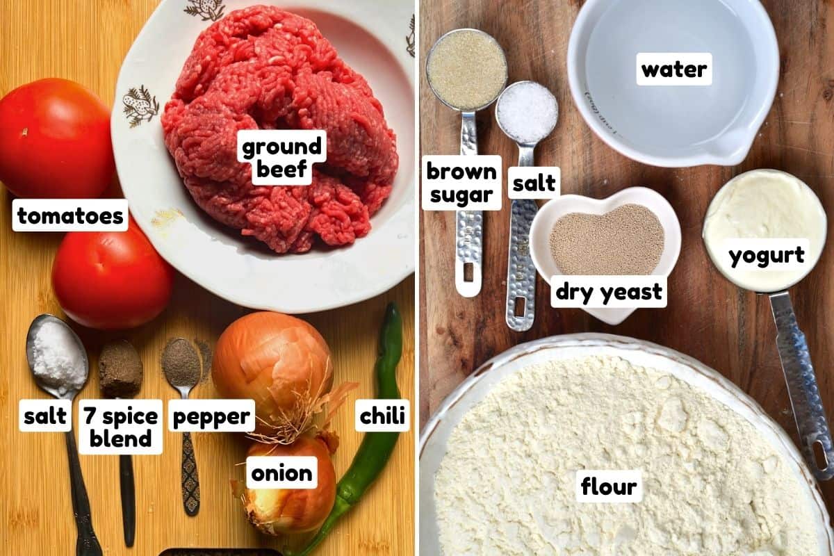 Ingredients for meat pies