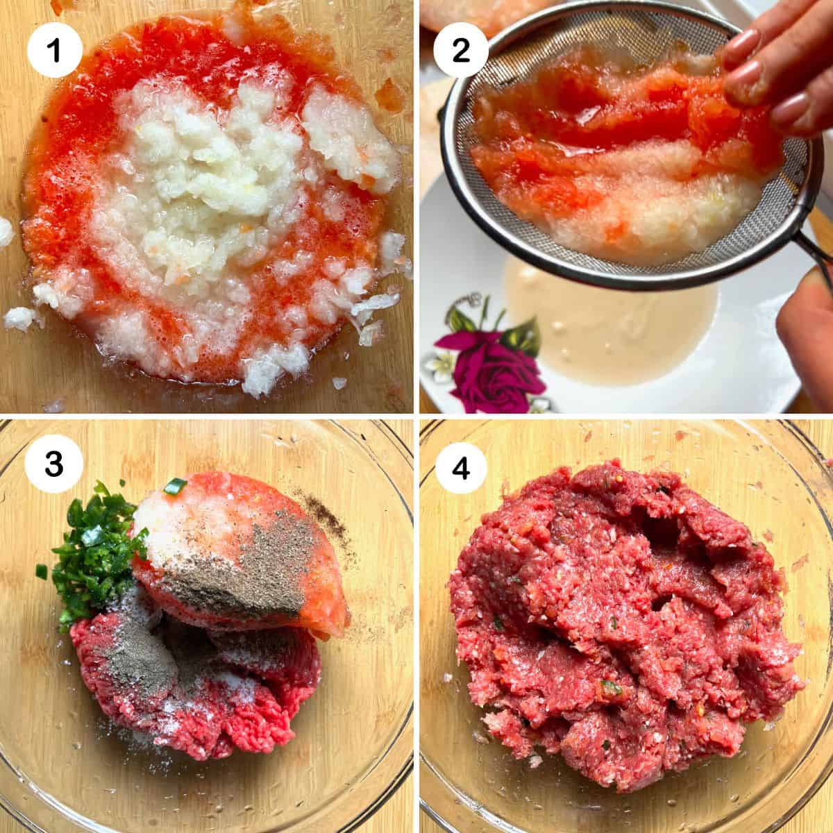 Steps for preparing tomato meat mixture
