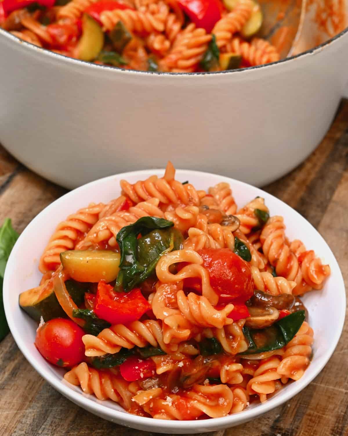 A serving of one pot pasta dish