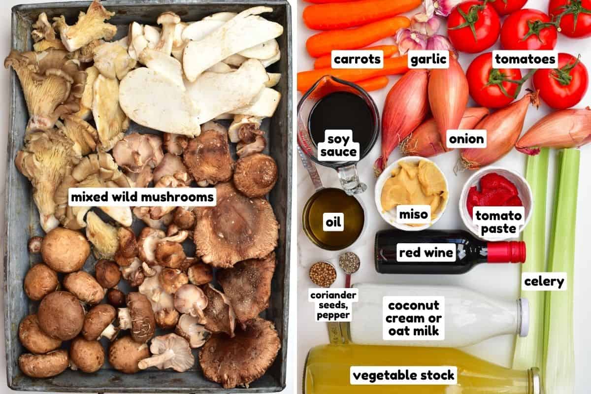 Ingredients for mushroom ragu