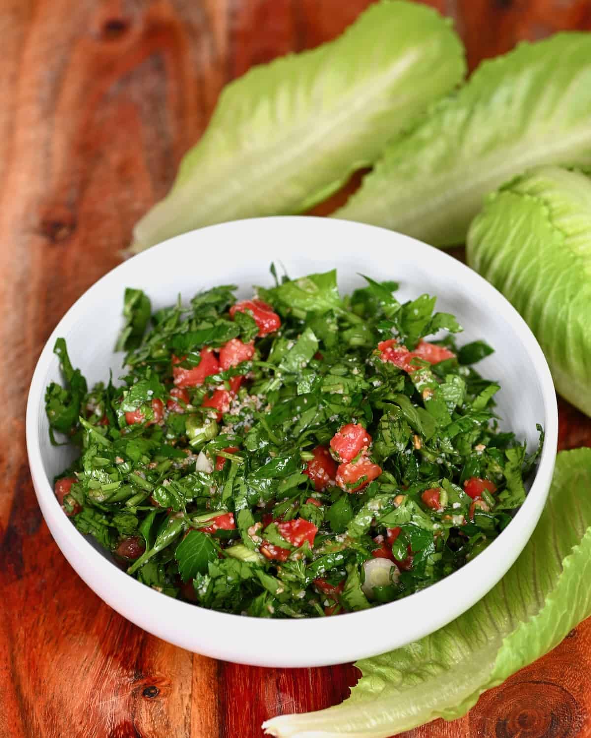 A small bowl with Tabbouleh salad