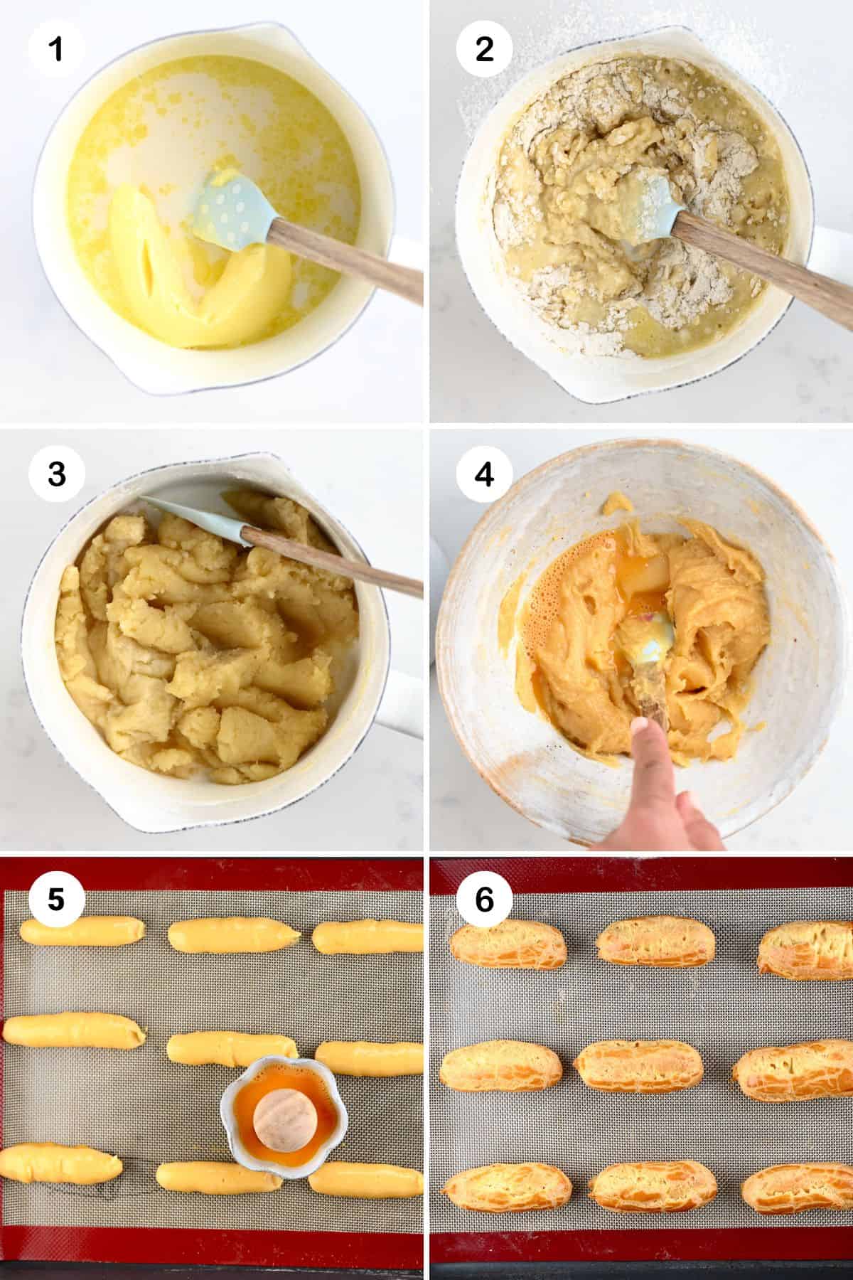 Steps for making choux pastry
